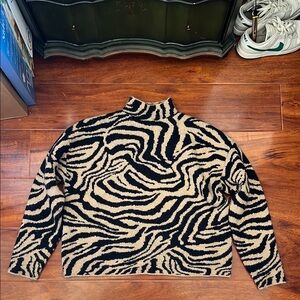Zebra Print Turtleneck Sweater